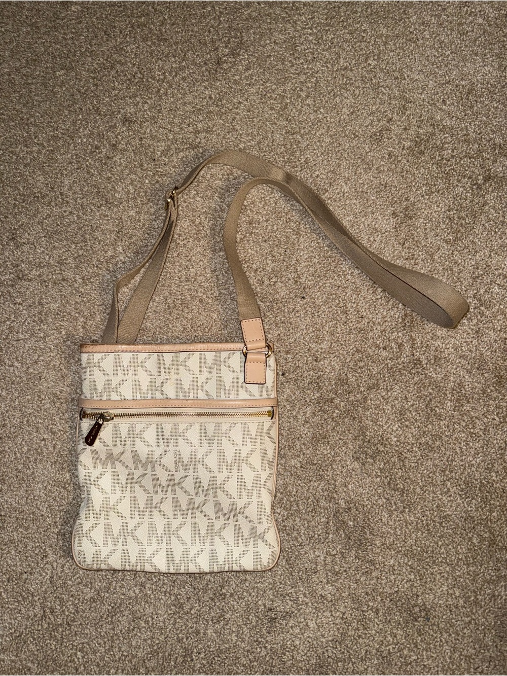 Michael Kors Beige Signature Crossbody Bag